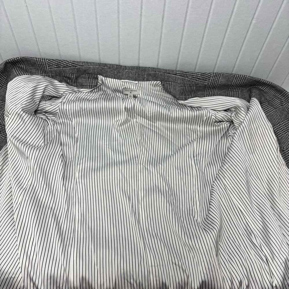 Nili Lotan for Target Long Overcoat Plaid Double Breasted‎ Black White Size XL